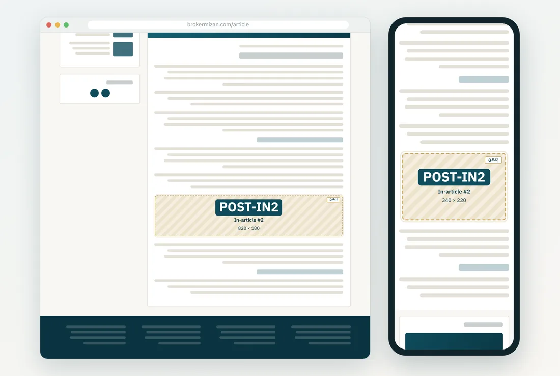 Placement POST-IN2 on Broker Mizan, desktop and mobile